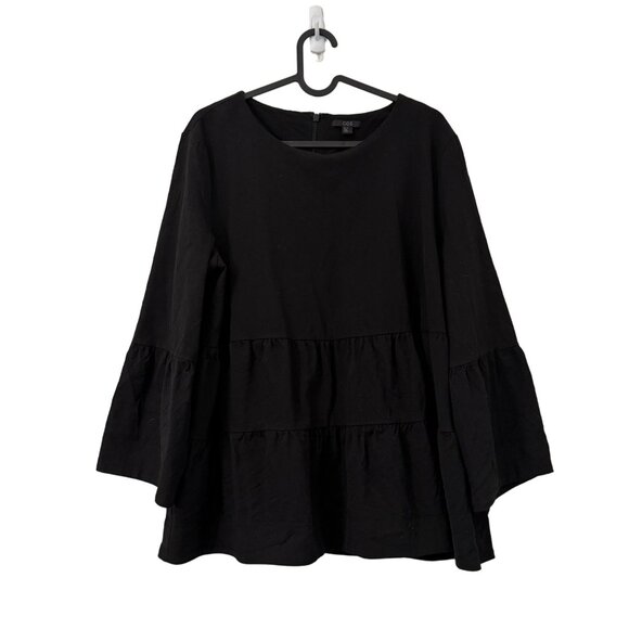 COS Black Wool Tiered Flared Sleeve Blouse Top Womens Size 12 - Picture 1 of 6